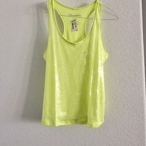 Aeropostale NWT bright neon yellow sequin tank top